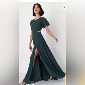 Lulus  Garden Bliss  Olive Green Cut-Out Formal Maxi Dress  Size XS